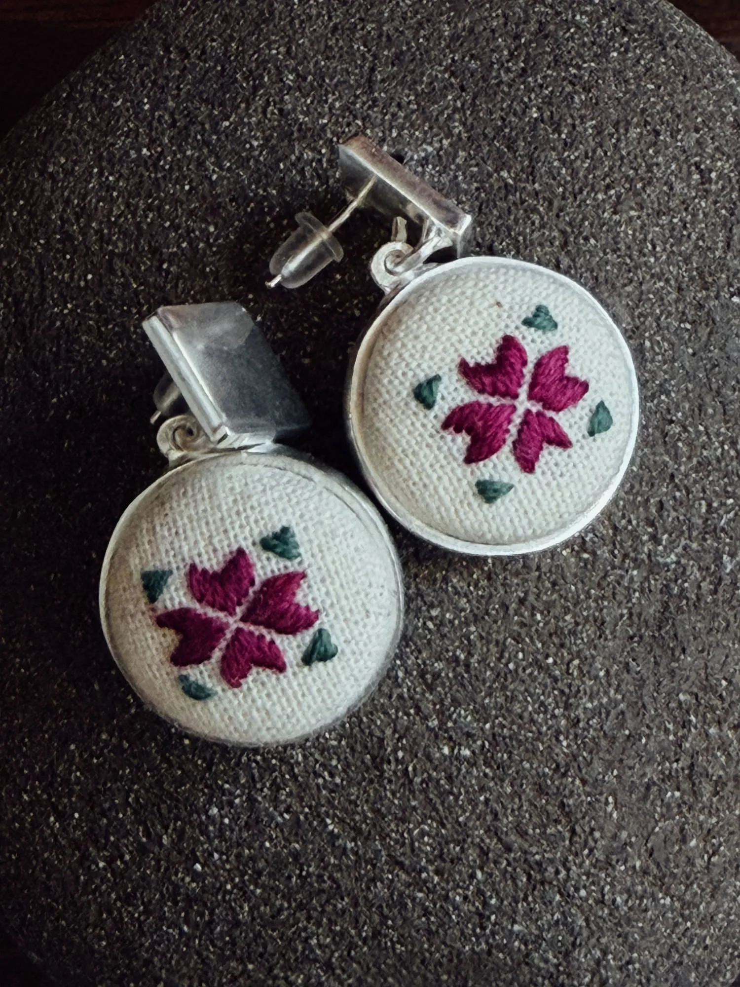 elolathikes, embroidered earrings, chios